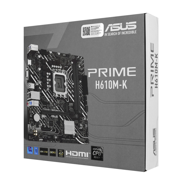 MB Socket1700, MATX, iH610 (VGA+HDMI), ASUS PRIME H610M-K, 2DDR5, PCIx16, PCIx1