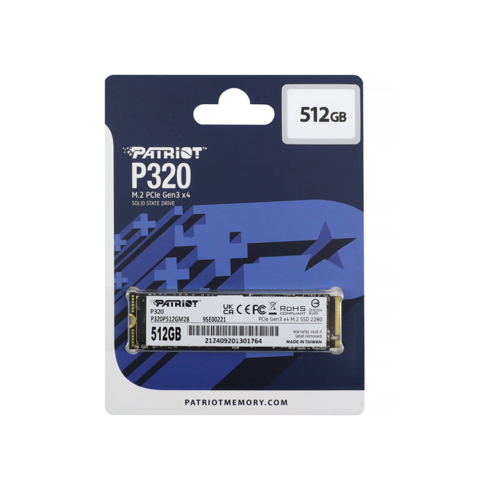 SSD M.2 PCIe  512 GB Patriot P320, P320P512GM28, PCIe Gen3 x4