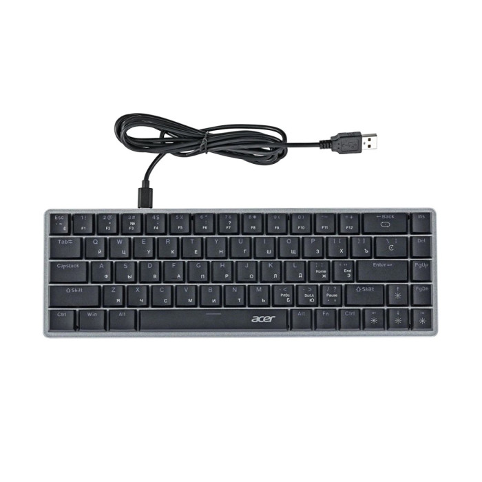 KeyBoard USB, Acer OKW302, 68 buttons, rus/lat, Silver