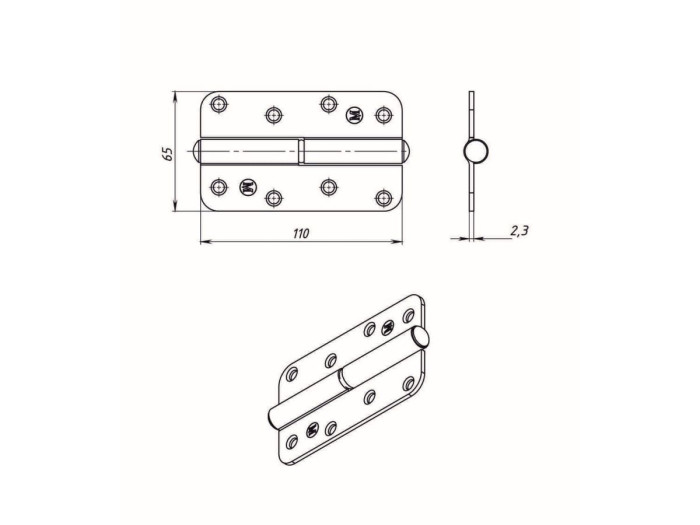Петля 110 мм правая, белая STARFIX