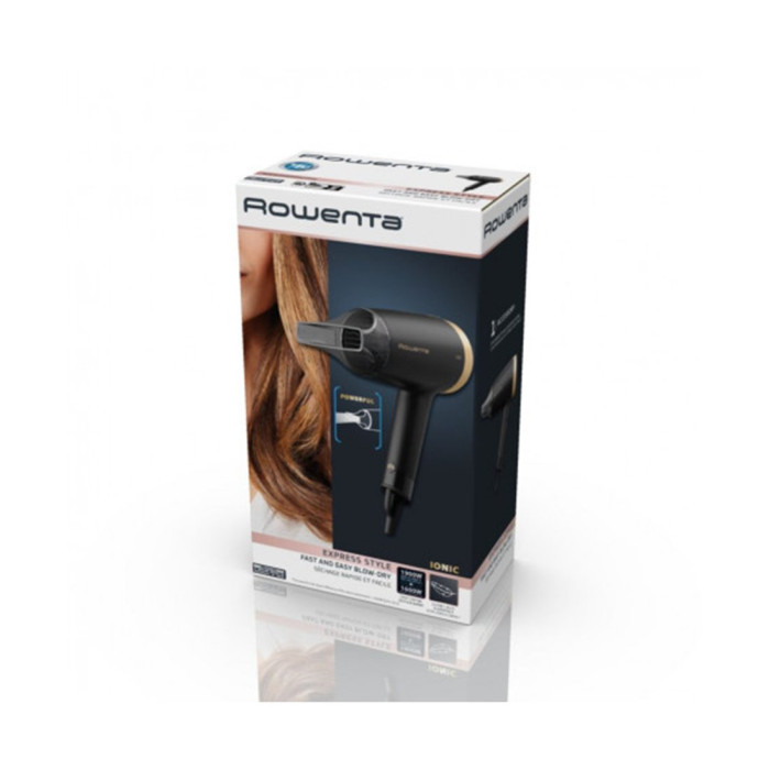 Фен, Rowenta, CV1811F0, Мощность 1600 Вт, DC мотор, Система ионизации, 2 температурных режима, 2 настройки скорости, Черный