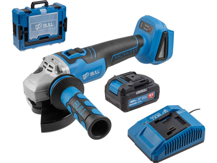 Аккум. углошлифмашина BULL CSG 1812 R Xcase, XLTpro, БЕСЩЕТ, 125 мм, рег. об., 8000 об/мин, 1х4 А*ч