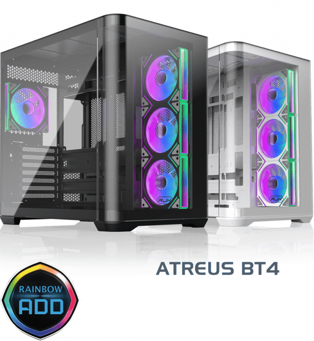 Корпус Raijintek ATREUS BT4, Midi-Tower, TG, 4x120mm ARGB, 2xUSB-A 3.0 + 1xUSB Type-C , E-ATX, ATX, mATX, mITX Black