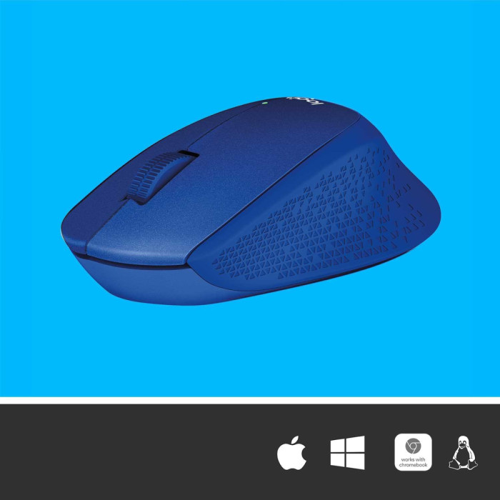 Мышь беспроводная Logitech M330 Silent Plus Blue (синяя, оптическая, 1000dpi, 2.4 GHz/USB-ресивер, бесшумная, под правую руку) (M/N: M-R0051 / C-U0010)
