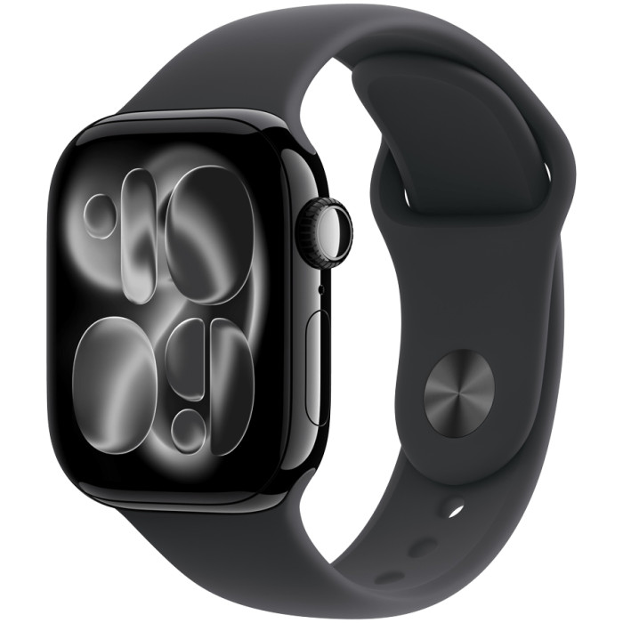Apple Watch Series 11 GPS 42mm Jet Black Aluminium Case with Black Sport Band - S/M,Model A3331