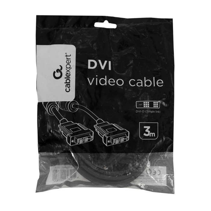Cable SVGA, DVI-D to DVI-D, m/m, Cablexpert, CC-DVIL-BK-10, 18+1pin/18+1, 3.0м