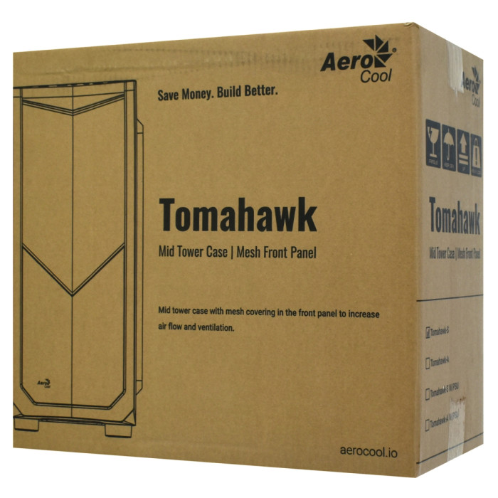 Case ATX midi tower AeroCool, Tomahawk-S,  ACCM-PV17004.11, (без БП), black