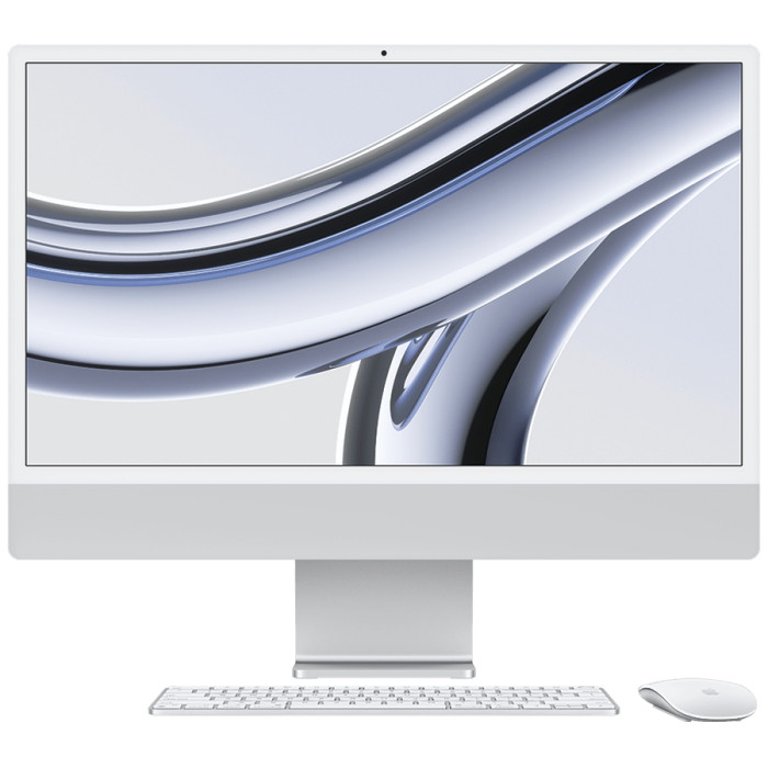 iMac 24-inch, Silver, Model A2874, M3 chip 8C CPU 8C GPU,8GB unified memory,POWER ADAPTER, ETHERNET, 256GB SSD storage,Two Thunderbolt / USB 4 ports,MAGIC MOUSE-INT,MAGIC KEYBOARD-SUN,COUNTRY KIT-RUS