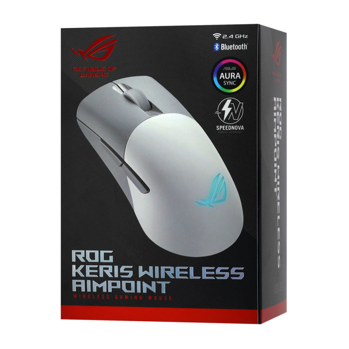 Mouse ASUS P709 ROG KERIS WL AIMPOINT, Wireless, BT 5.0/2.4GHz, Optical 36000 dpi, USB, white