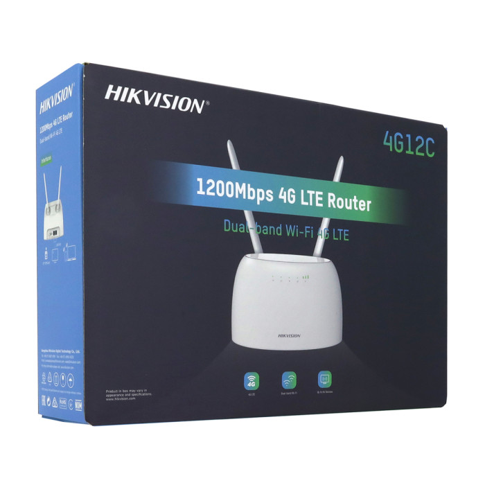 Wireless router, Hikvision DS-3WR4G12C, WiFi 5 (AC1200M), 2 x 10/100/1000M, 4G/LTE CAT4