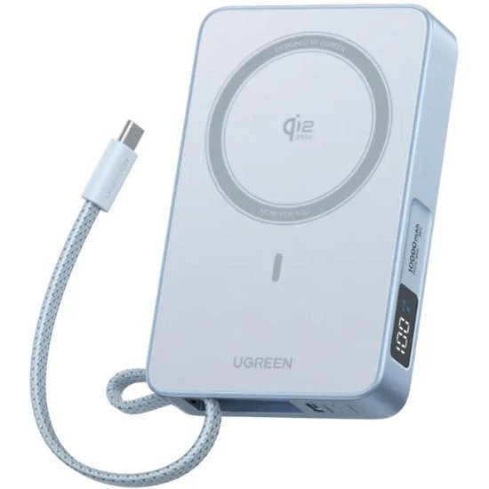 Пауэрбанк Ugreen PB773 65958B 10000mAh 30W 1C + 25W Magnetic Wireless Power Bank with 1* 30W Build-in Cable