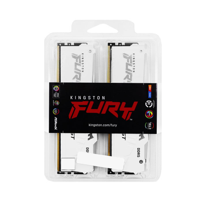 DIMM DDR5 32 GB kit <5600MHz> Kingston Fury Beast RGB (AMD+Intel), KF556C36BWEAK2-32, (2x16G), white
