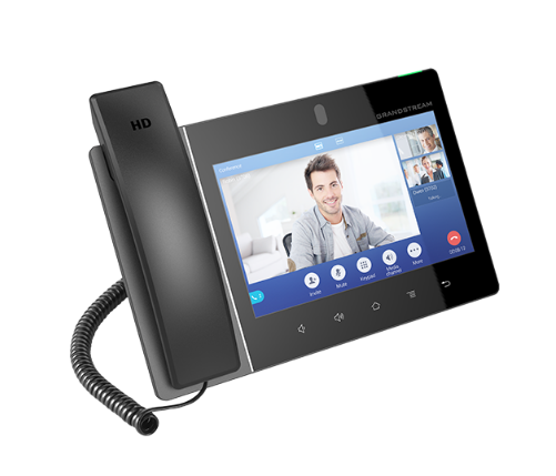 Grandstream  GXV3480  desktop video phone,8” 1280x800 capacitive touch screen IPS LCD, 16 lines with up to 16 SIP accounts, tiltable 2 mega-pixel CMOS camera with privacy shutter, Wi-Fi 6 and Bluetoot