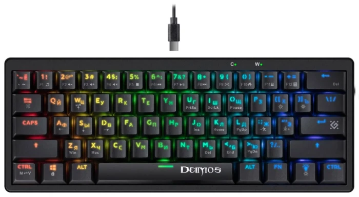 Клавиатура игровая механическая Defender Deimos GK-303 RU,RGB черный