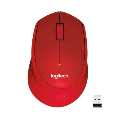 Мышь беспроводная Logitech M330 Silent Plus Red (красная, оптическая, 1000dpi, 2.4 GHz/USB-ресивер, бесшумная, под правую руку) (M/N: M-R0051 / C-U0010)