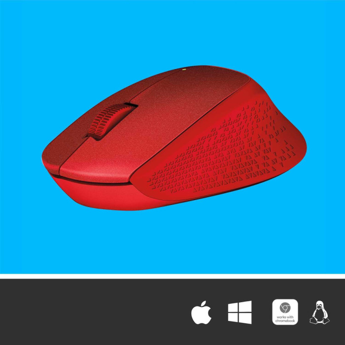 Мышь беспроводная Logitech M330 Silent Plus Red (красная, оптическая, 1000dpi, 2.4 GHz/USB-ресивер, бесшумная, под правую руку) (M/N: M-R0051 / C-U0010)