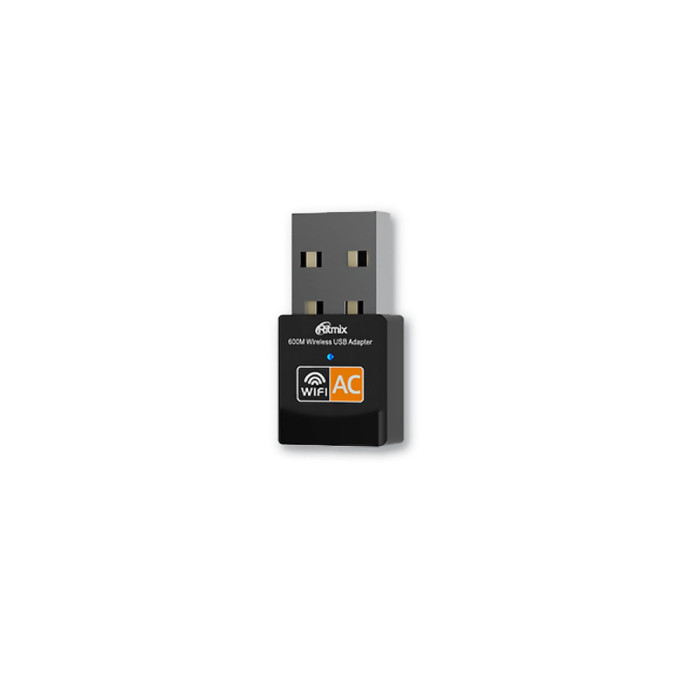 Wireless LAN USB adapter, Ritmix RWA-150, WiFi 5 (600M), RTL8811CU, USB, black