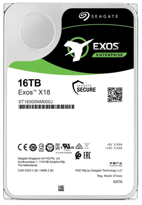 Корпоративный жесткий диск 16Tb Seagate EXOS X18 SATA3 3.5" 256Mb 7200rpm ST16000NM000J