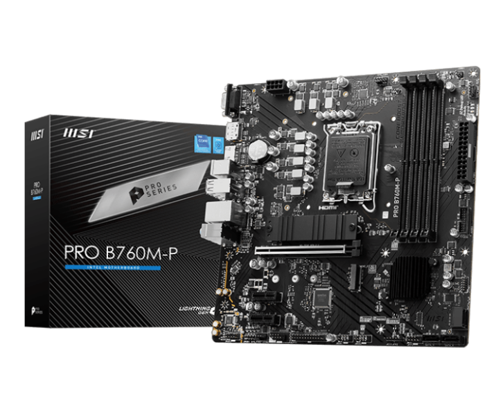 Материнская плата MSI PRO B760M-P LGA1700 4xDDR5 4xSATA3 RAID 2xM.2 HDMI DP mATX