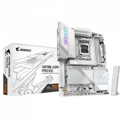 Сист.плата Gigabyte X870E A MASTER X ICE, X870E, AM5, 4xDDR5, 3xPCI-E x16, M2, SATA, USB-C, HDMI, WIFI7, WHITE, BOX