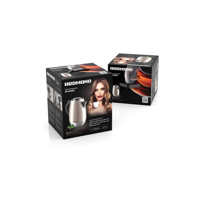 Чайник электрический, Redmond, RK-M1552, Механический, Нержавеющая сталь, Мощность 1850-2200W, Объем 1,7л, Розовый