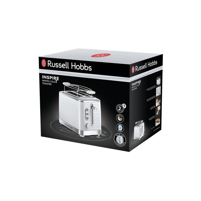 Тостер, Russell Hobbs, 24370-56,Количество режимов обжаривания 6 ,Кол-во отделений 2, Цвет ,Белый ,Материал корпуса ,Пластик ,Функции тостера ,Подогрев ,Размораживание ,Особенности конструкции ,Подставка для подогревания ,Съемный поддон для крошек,Мощност