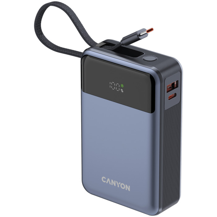 CANYON power bank OnPower 600 built-in cable 20000 mAh PD65W Dark Grey