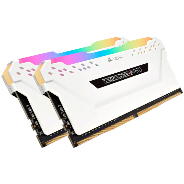 CORSAIR VENGEANCE RGB PRO 32GB (2x16GB) DDR4 3200 (PC4-25600) C16 1.35V Desktop Memory - White,  0840006620075