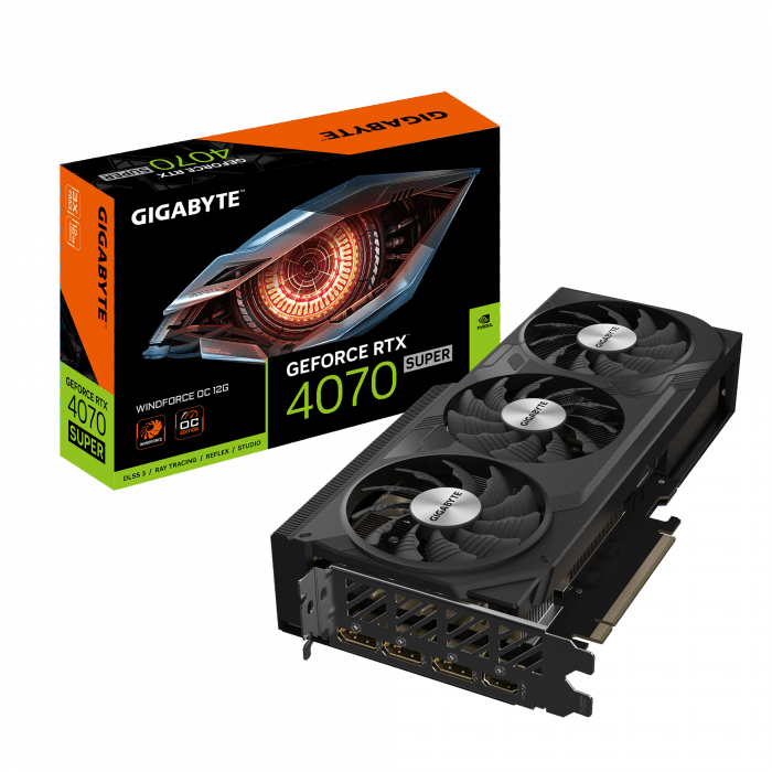 Видеокарта Gigabyte GV-N407SWF3OC-12GD, 12Gb GDDR6X, 192Bit Interface, 7168 Cuda Cores, HDMI, DP, BOX