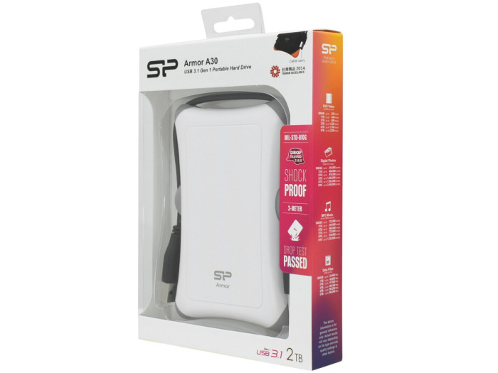 HDD USB 2 TB Silicon Power, A30, SP020TBPHDA30S3W, USB 3.1, white