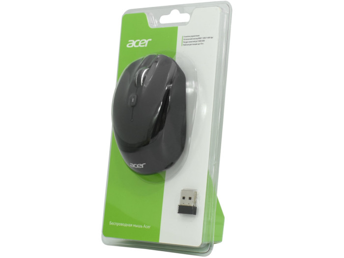 Mouse Acer OMR040, Wireless, Optical 1600 dpi, 1AA, USB, black