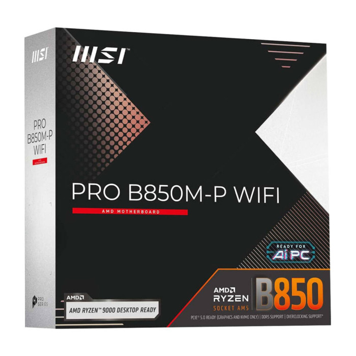 MB Socket AM5, MATX, AMD B850 (DP+HDMI), MSI PRO B850M-P WIFI, 4DDR5, 1PCIx16 , 3PCIx1