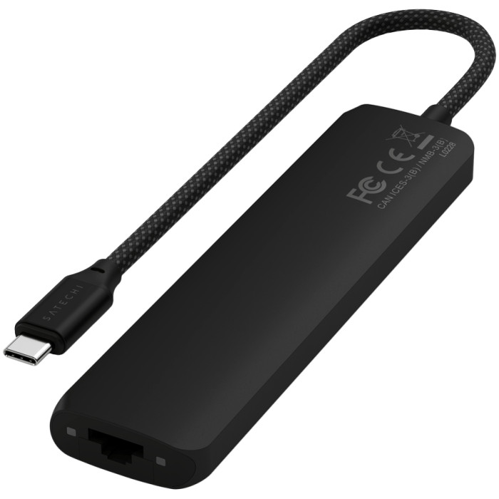 SATECHI 7-in-1 USB-C Slim Multiport Adapter with Ethernet (Black)