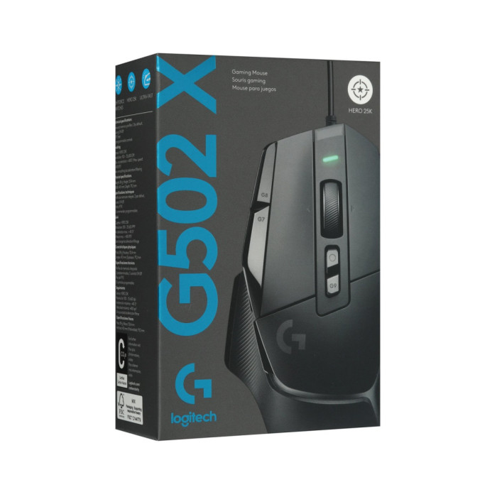 Mouse Logitech G502 X, optical, 13 buttons, USB, (910-006138)