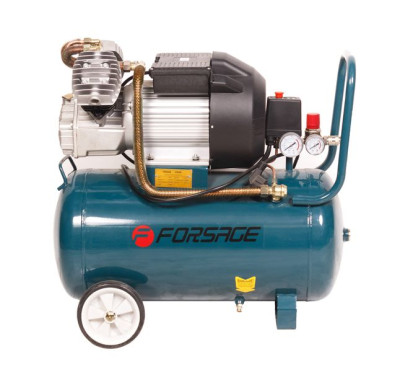 Компрессор 50л 2-х поршневой с прямым приводом (2.2кВт, ресивер 50л,8 бар, 356л/м, 220В) 7741        F-V30/50