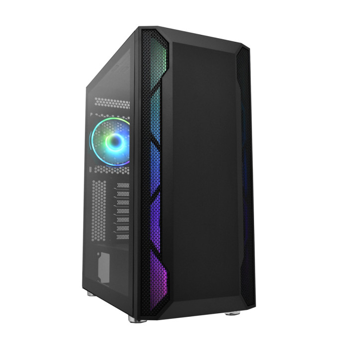 Корпус ATX midi tower 3701 (закаленное стекло), black