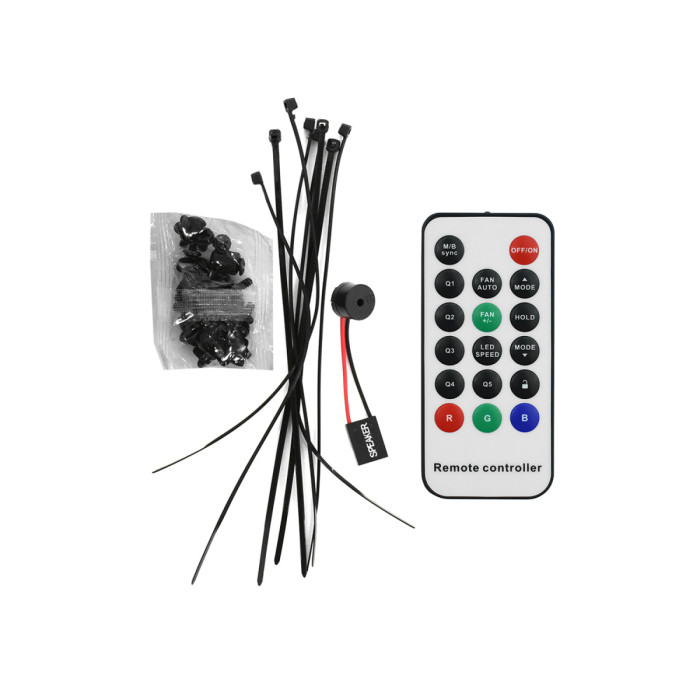 Case ATX midi tower APEX, 3701, 1*120mm ARGB + 3*120mm black + ARGB fan hub + remote contr. (без БП)