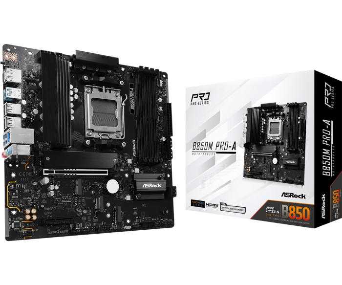 Материнская плата ASRock B850M PRO-A AM5 4xDDR5 4xSATA 3xM.2 15xUSB 1xHDMI 1xDP mATX