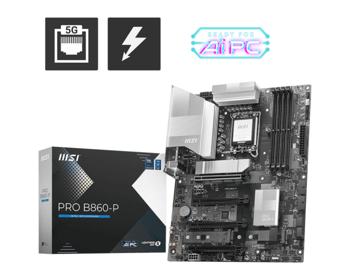 Материнская плата MSI PRO B860-P LGA1851 4xDDR5 4xSATA3 RAID 3xM.2 HDMI Type-C DP ATX