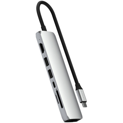 SATECHI 7-in-1 USB-C Slim Multiport Adapter with Ethernet (Silver)