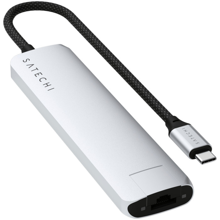 SATECHI 7-in-1 USB-C Slim Multiport Adapter with Ethernet (Silver)