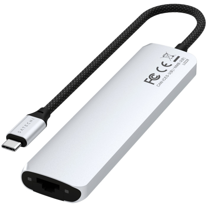 SATECHI 7-in-1 USB-C Slim Multiport Adapter with Ethernet (Silver)