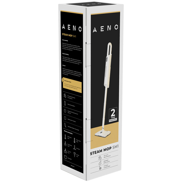 AENO Steam Mop SM1, with built-in water filter, aroma oil tank, 1200W, 110 °C, Tank Volume 380mL, Screen Touch Switch