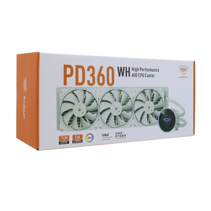 Water Cooler PCCooler PD360 WH, for Socket 1700/1200/20xx/115x/AMD, 600-1850rpm,