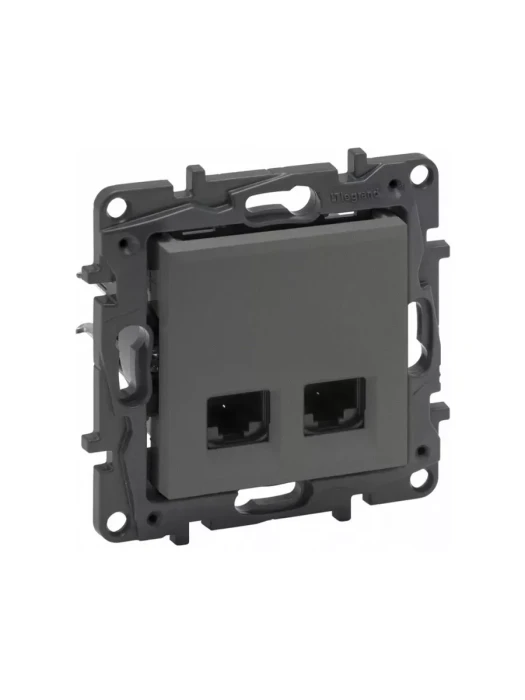 Информационная розетка двойная Niloe Step 2хRJ45 Кат.5e UTP Сталь
