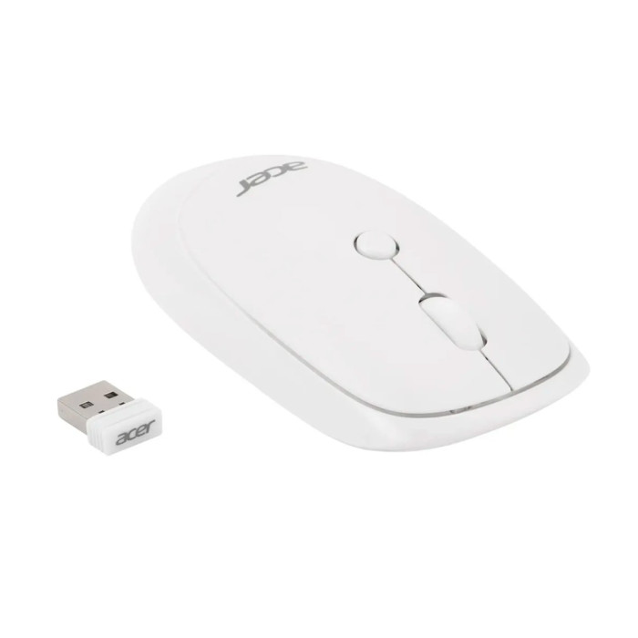 Mouse Acer OMR138, Wireless, Optical 1600 dpi, 1AAA, USB, White
