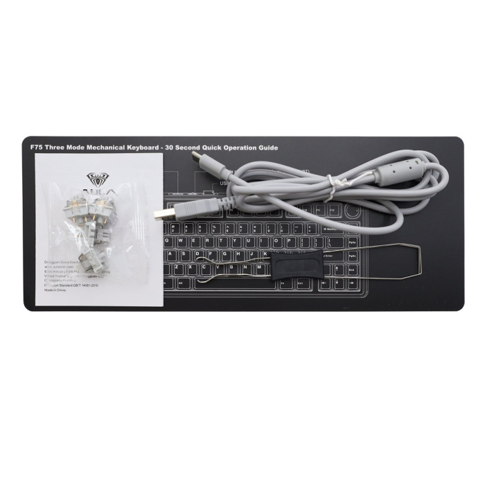 KeyBoard  Bluetooth, AULA F75, mechanical, Gray Wood V3 switch, 80 keys EN/RU, 2.4/BT/cable