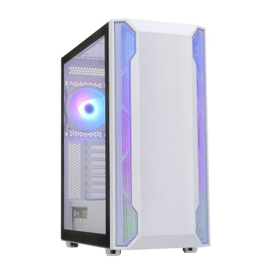 Case ATX midi tower APEX, 3701 white, 1*120mm ARGB + 3*120mm white + ARGB fan hub + RC, 700W