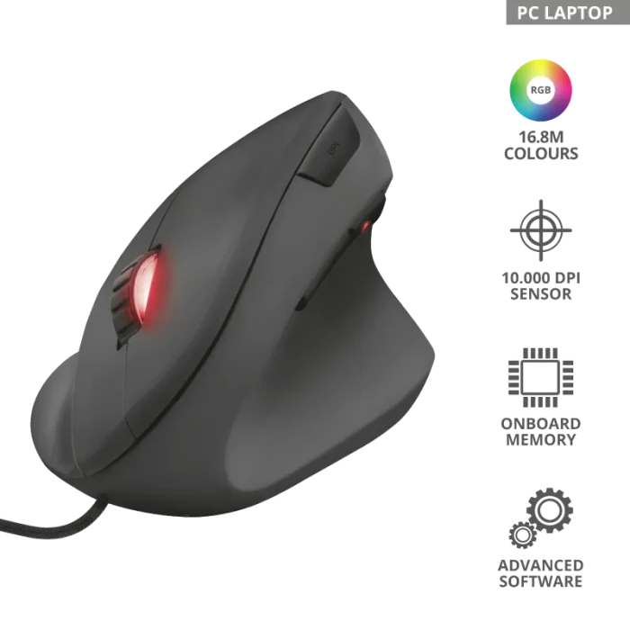 Мышь игровая Trust GXT144 Rexx Ergonomic Vertical черная