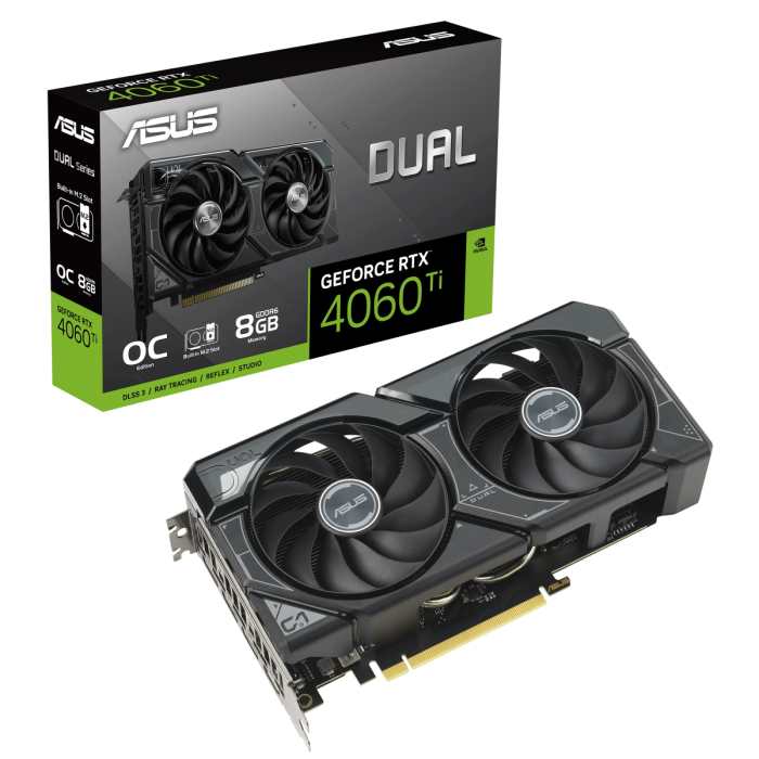 Видеокарта ASUS GeForce RTX4060Ti OC GDDR6 8GB 128-bit HDMI 3xDP DUAL-RTX4060TI-O8G-SSD